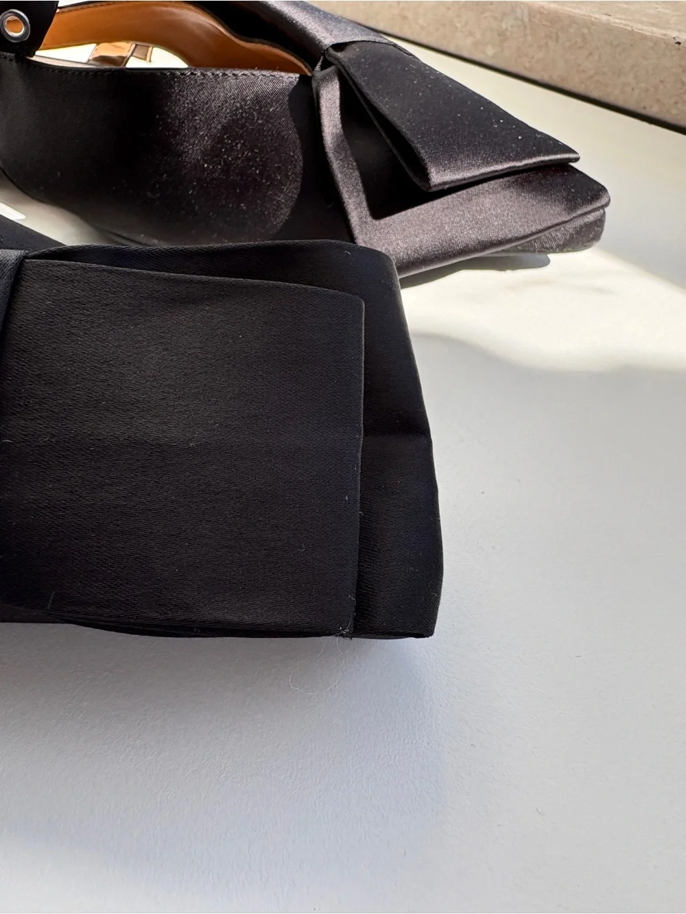 NWT Ganni Black Bow-Accent Slingback Flats